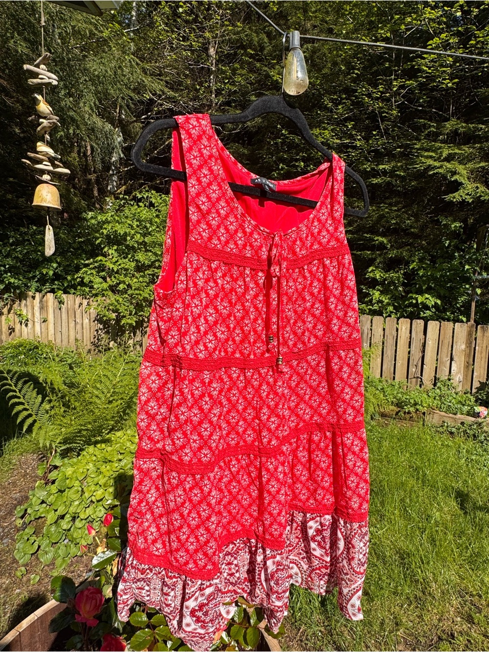 As U Wish Pink Sleeveless Tie-Front Tank with Printed Hem - Picture 3 of 6